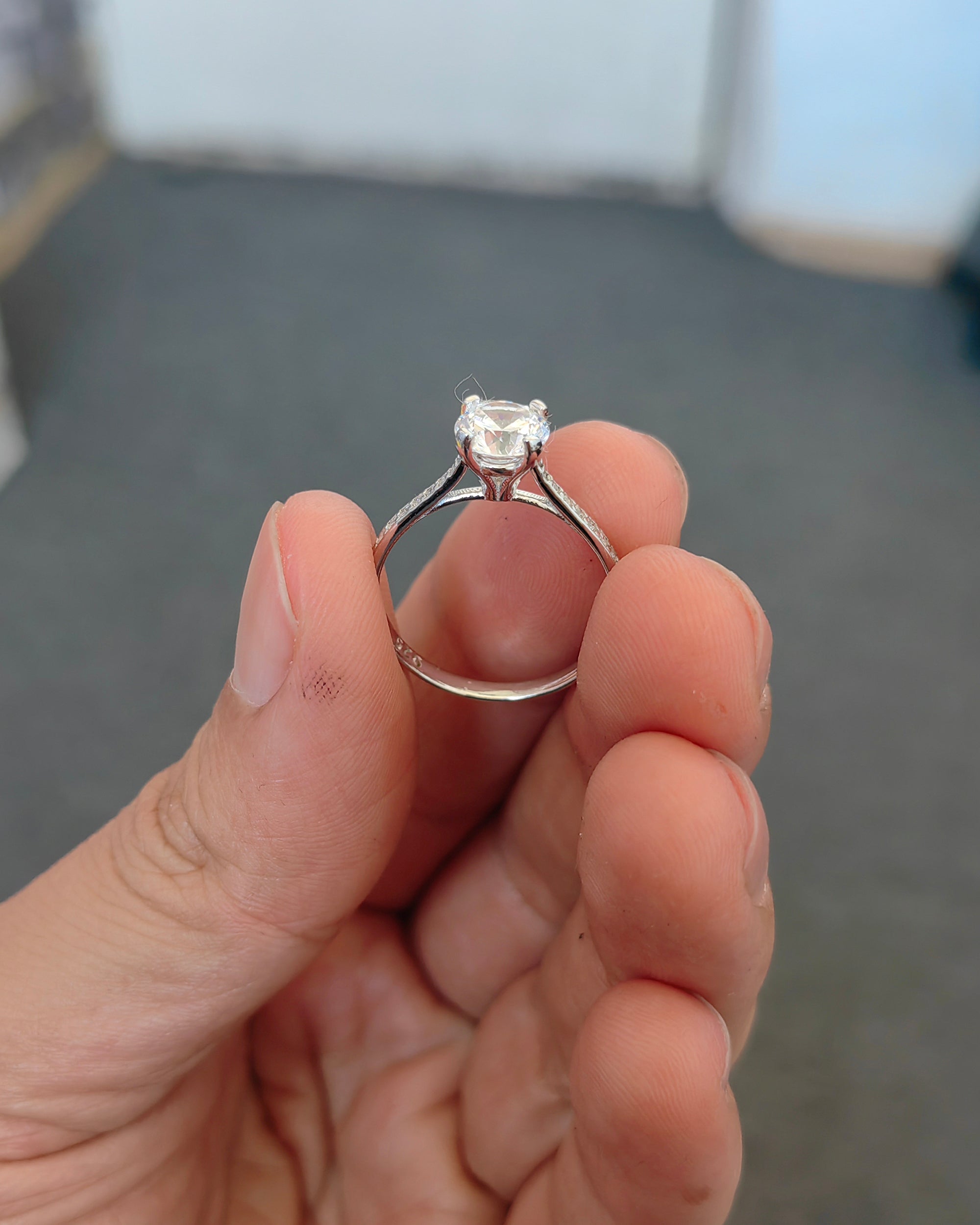 Engagement Ring Swarovski Stone Silver - Classic Solitaire Engagement Ring