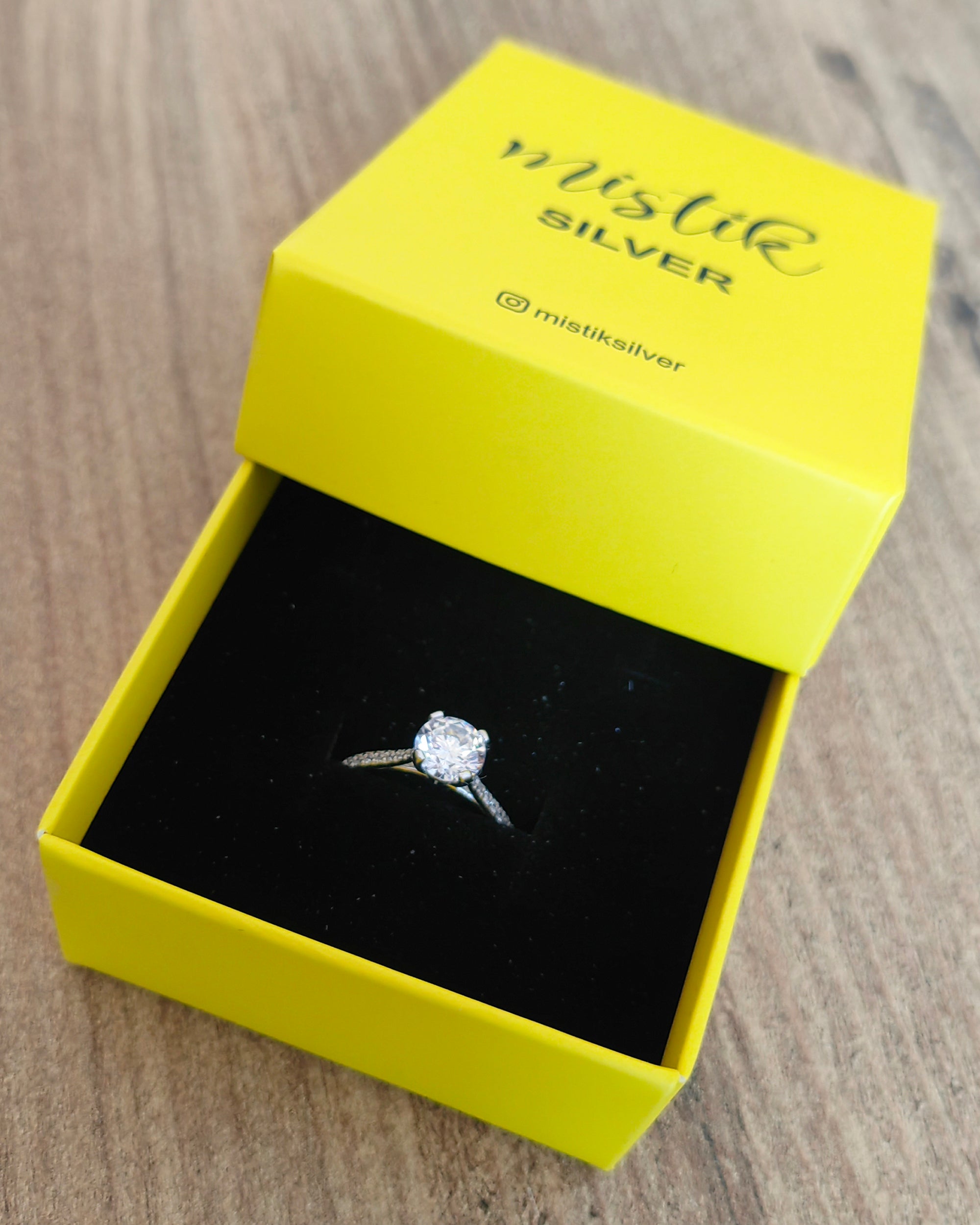 Engagement Ring Swarovski Stone Silver - Classic Solitaire Engagement Ring