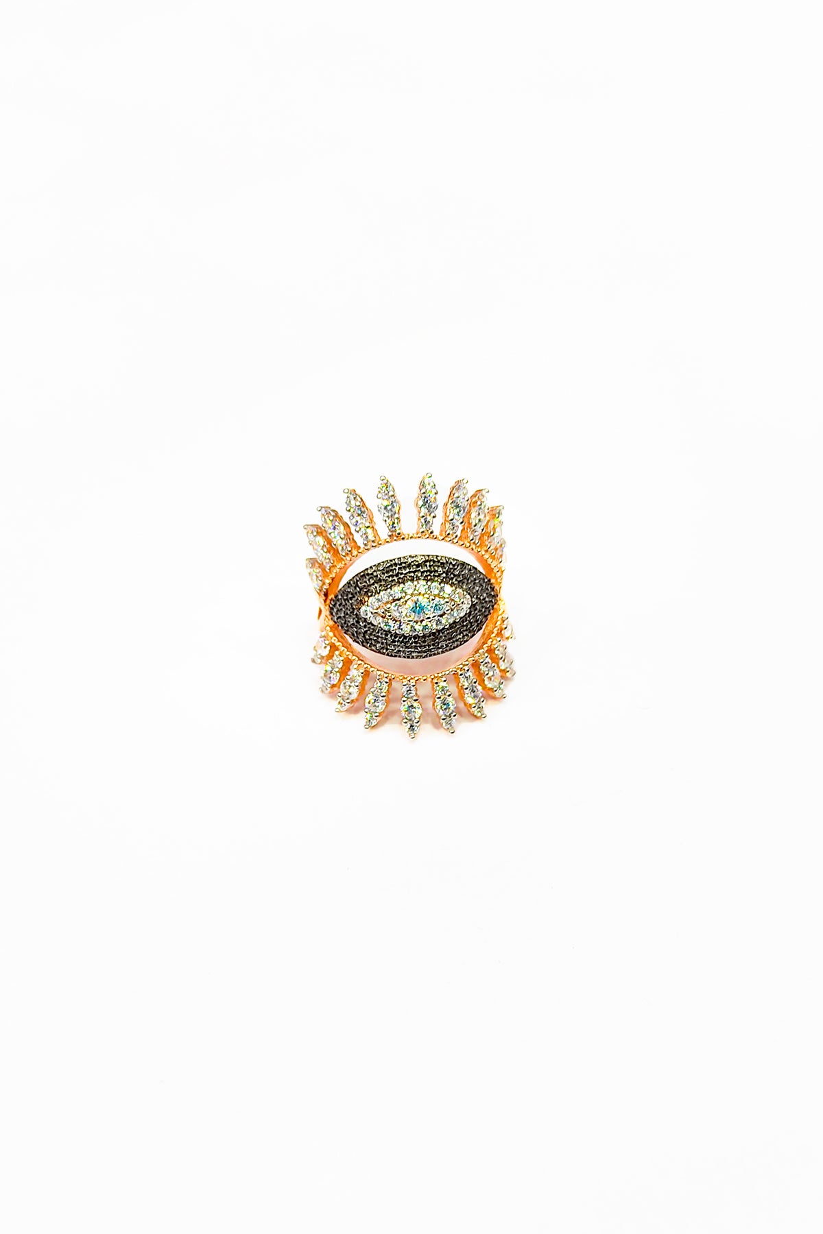 خاتم فضة بحجر أبيض وعين سوداء