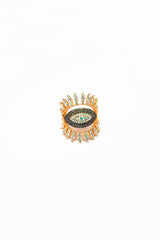 خاتم فضة بحجر أبيض وعين سوداء