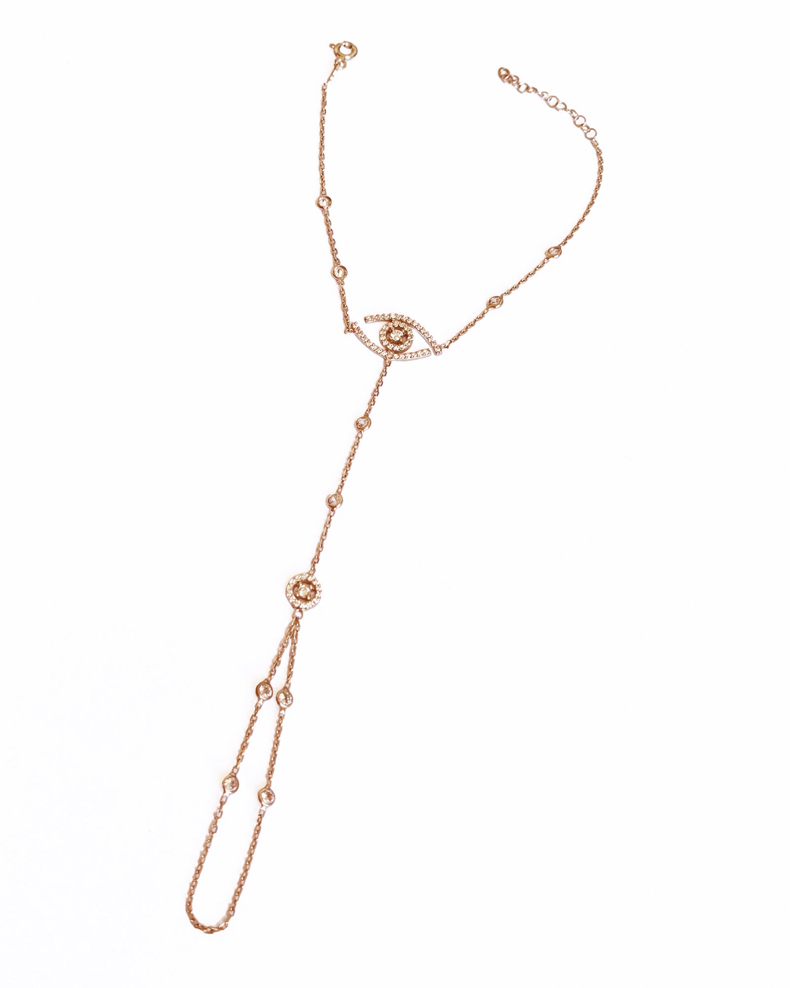 Zircon Stone Eye Silver Sahmeran Bracelet, Hand Chain Bracelet