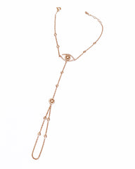 Zircon Stone Eye Silver Sahmeran Bracelet, Hand Chain Bracelet