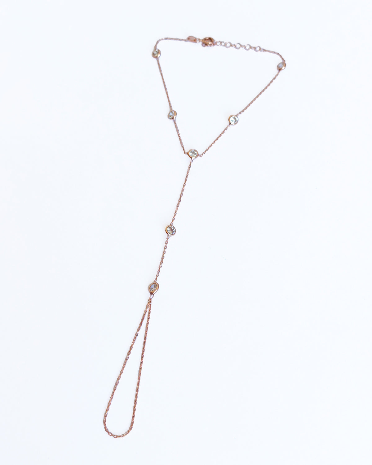 Zircon White Stone Silver Sahmeran Bracelet, Delicate Ring Bracelet