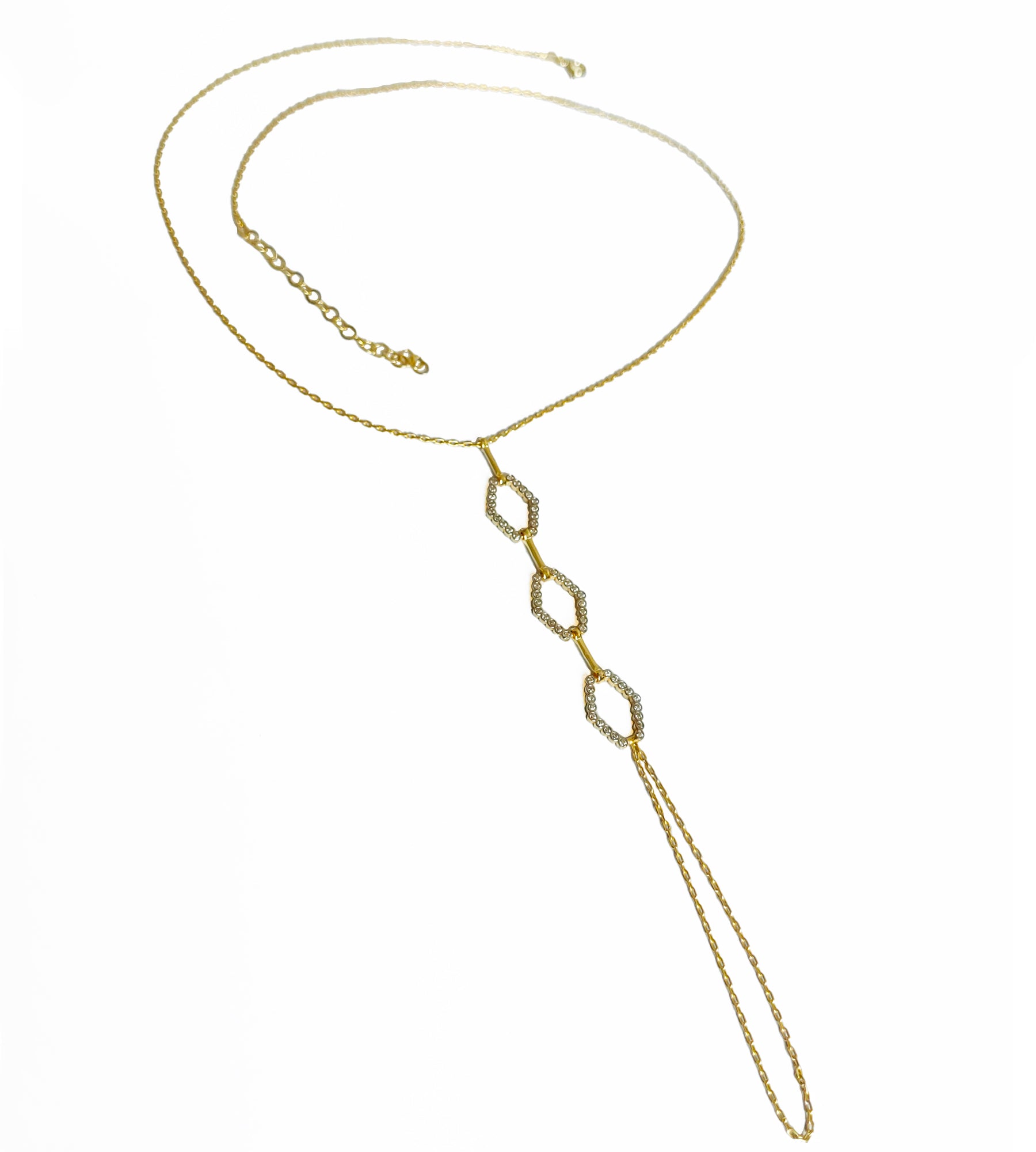 Row Hexagon Model Silver Hand Bracelet for Women