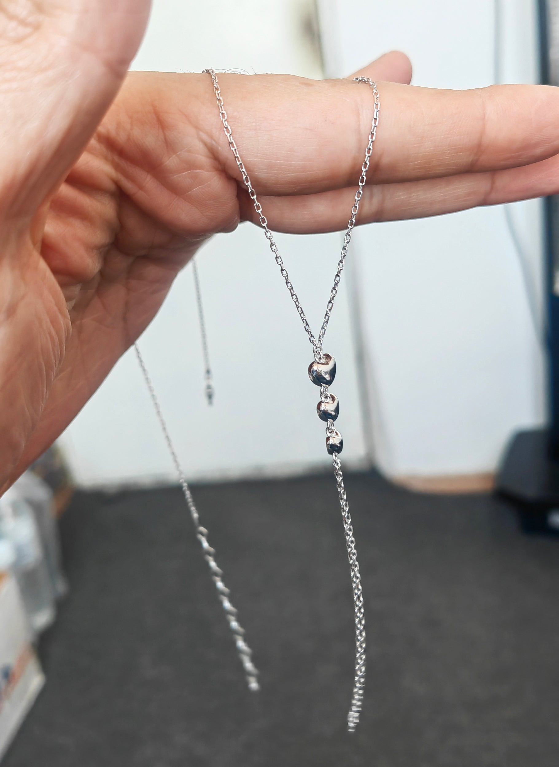 Elegant 3-Layer Heart Sterling Silver Slave Bracelet, Minimalist Hand Chain, Dainty Jewelry
