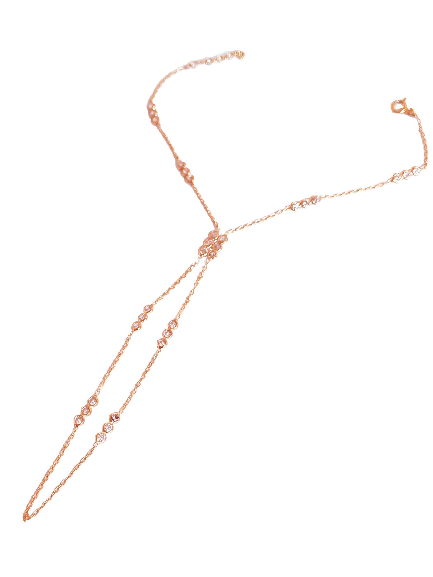 925 Sterling Silver Hand Chain with White Zircon – Layered Sparkly Slave Bracelet