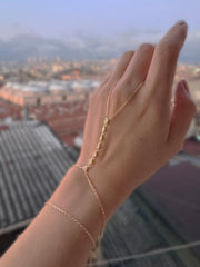 Minimalist Triangle Stone Hand Chain Bracelet – Boho Silver Slave Bracelet
