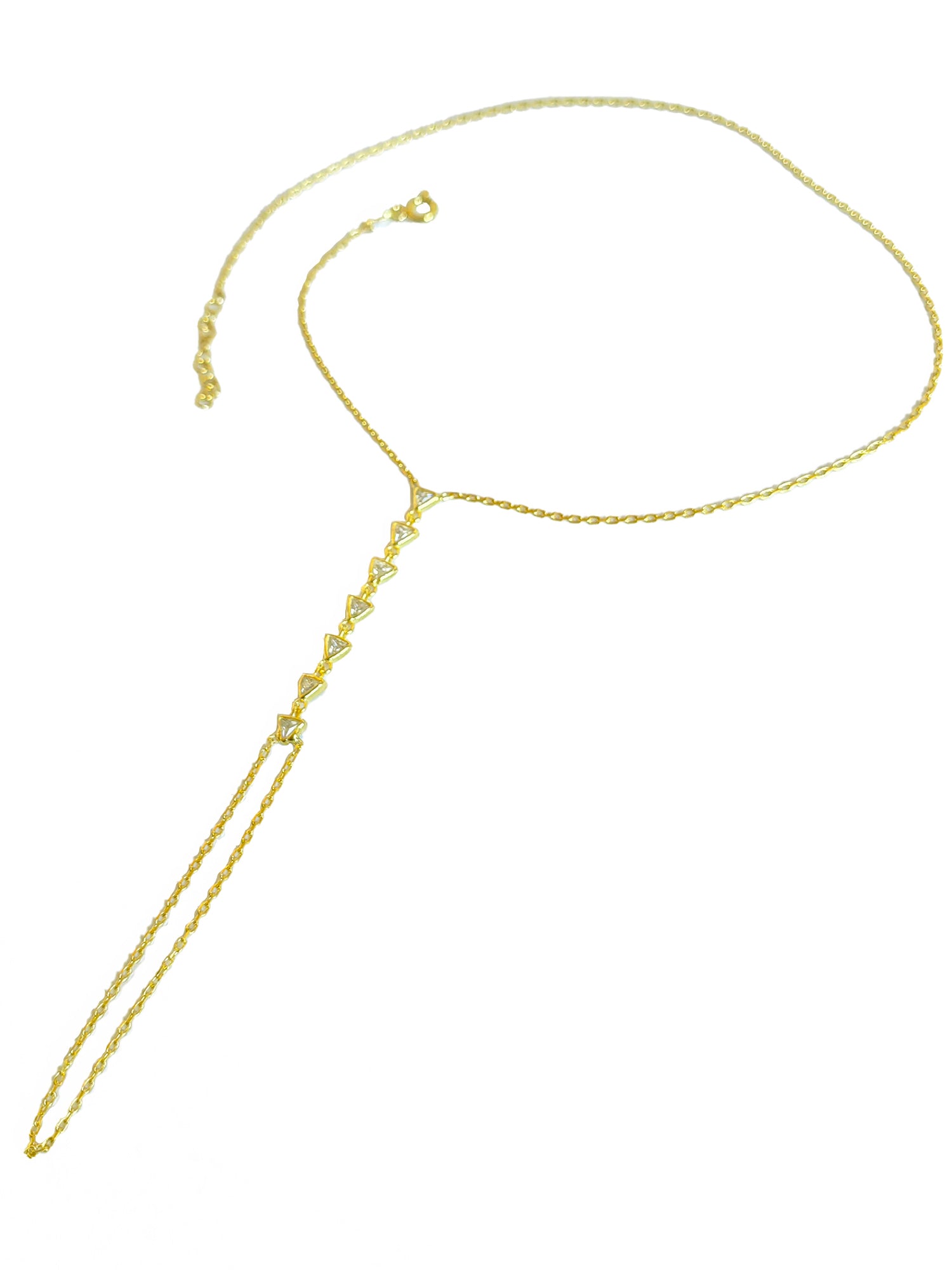 Minimalist Triangle Stone Hand Chain Bracelet – Boho Silver Slave Bracelet