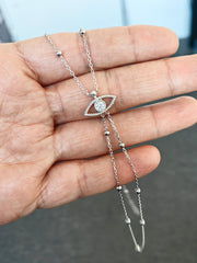 Ball Chain Eye Hand Bracelet – Sterling Silver Slave Bracelet