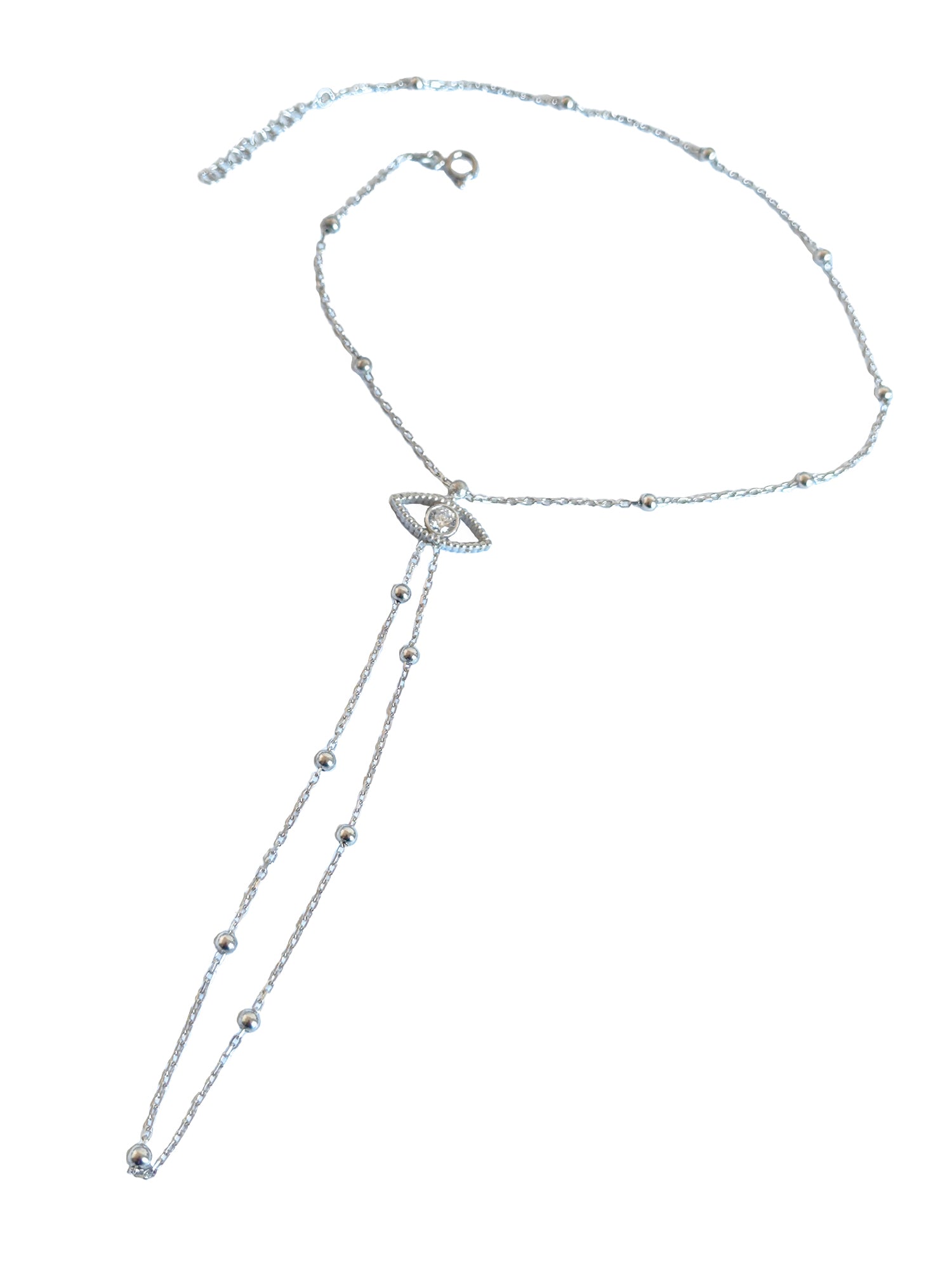 Ball Chain Eye Hand Bracelet – Sterling Silver Slave Bracelet