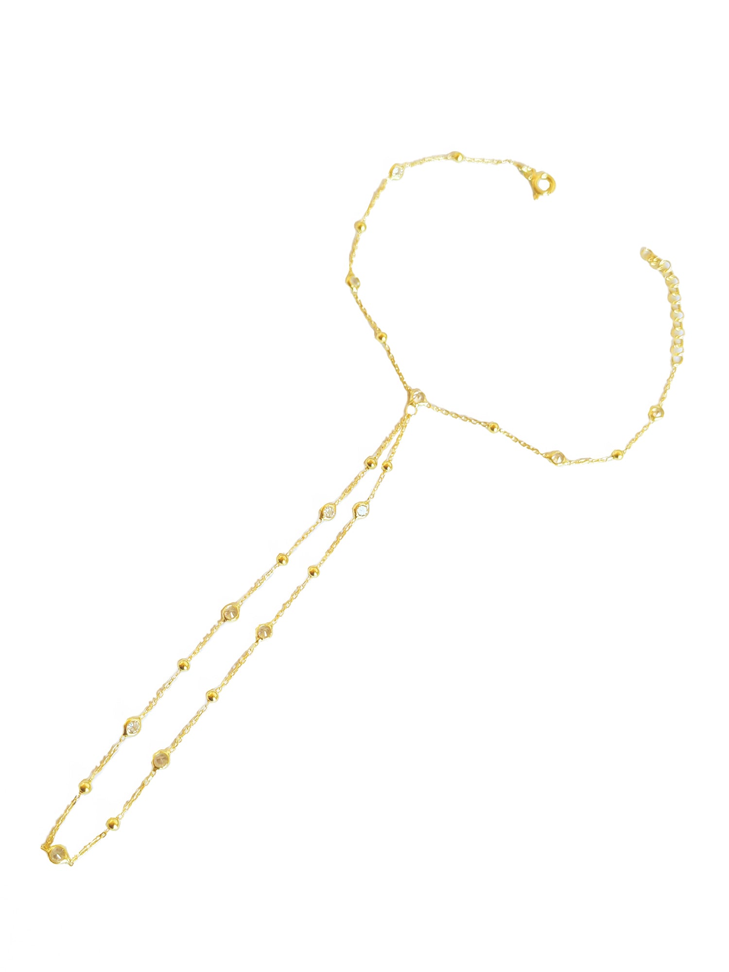 Beaded Chain and Gemstone Silver Slave Bracelet – Trendy Hand Chain Jewelry turkish gold jewelry wholesale шахмаран браслет