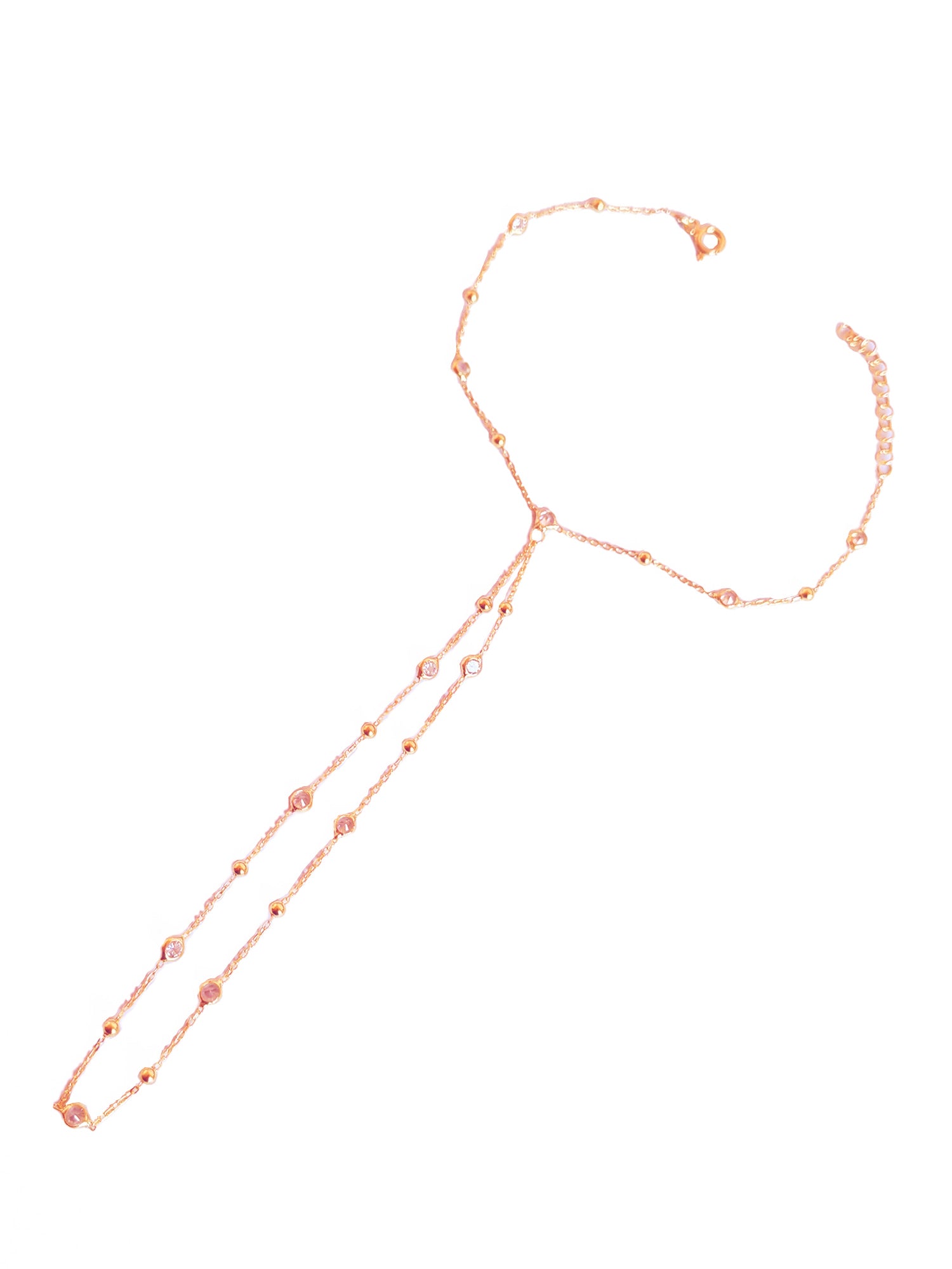 Beaded Chain and Gemstone Silver Slave Bracelet – Trendy Hand Chain Jewelry turkish gold jewelry wholesale шахмаран браслет
