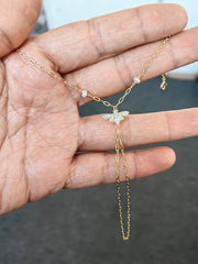 Natural Pearl Dragonfly Silver Slave Bracelet – Elegant Hand Chain Jewelry