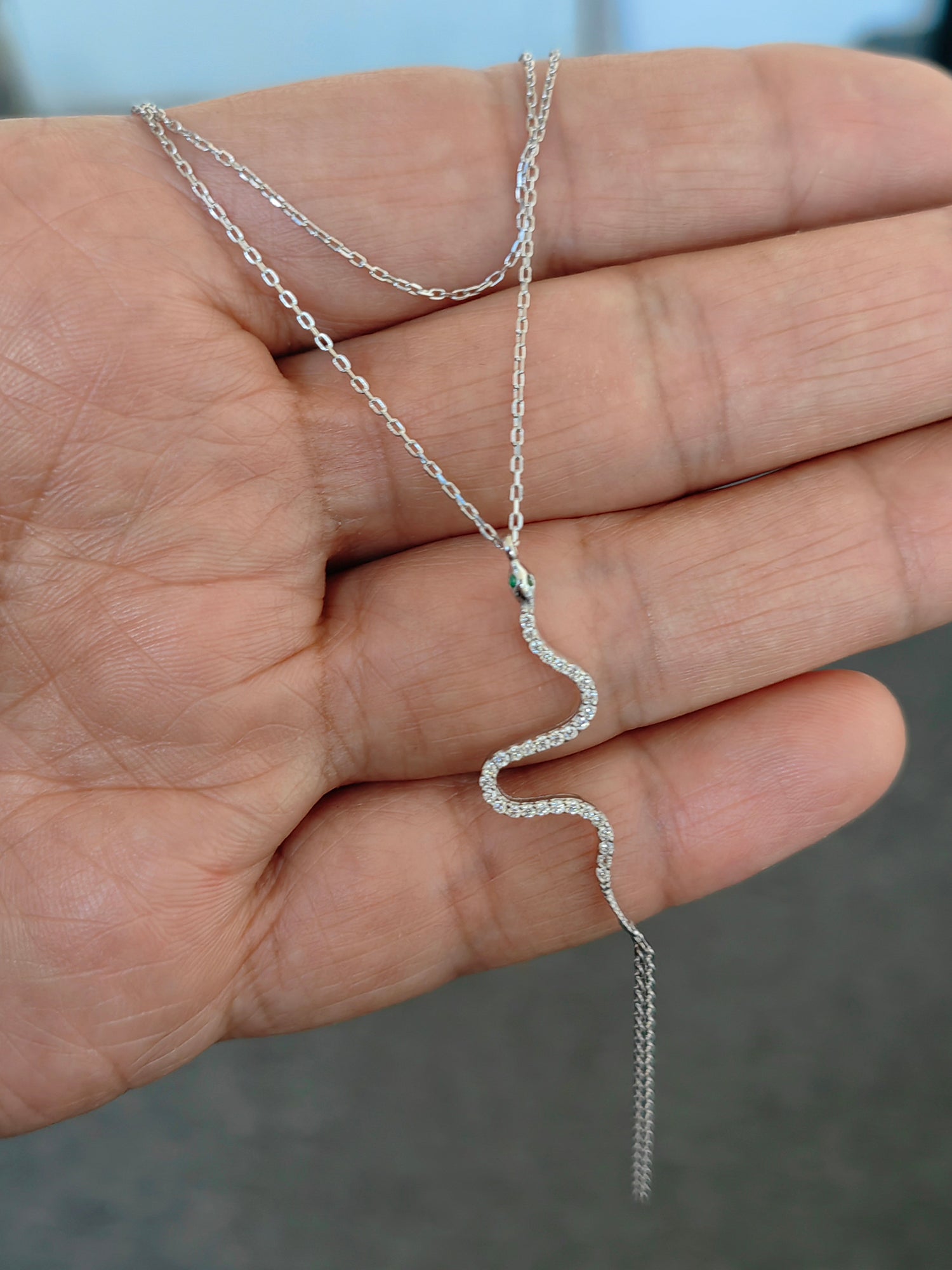 925 Sterling Silver Snake Slave Bracelet with Zircon Stones – Elegant Hand Chain Jewelry
