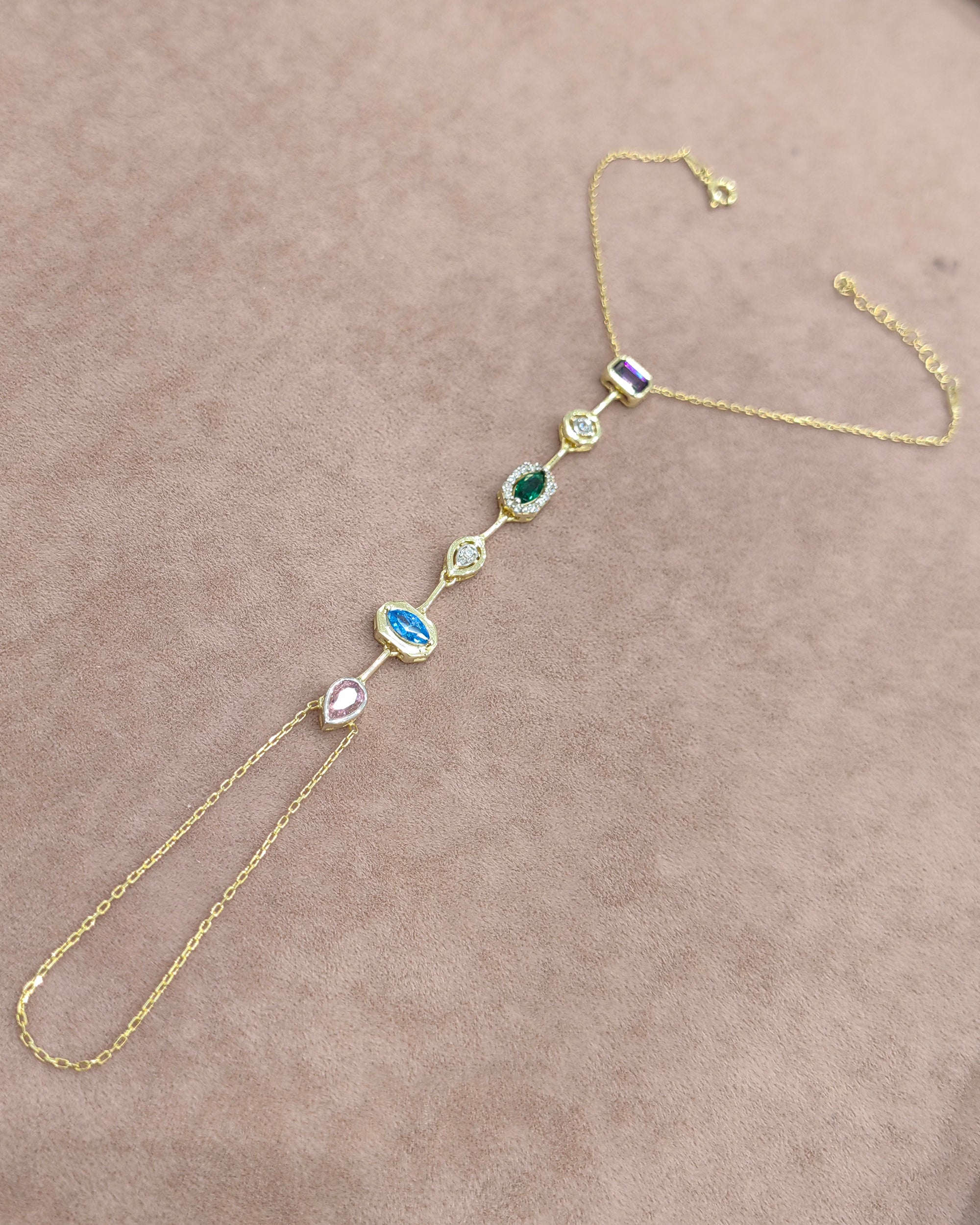 Handmade 925 Silver Hand Chain – Colorful CZ Stones, Elegant Women’s Accessory