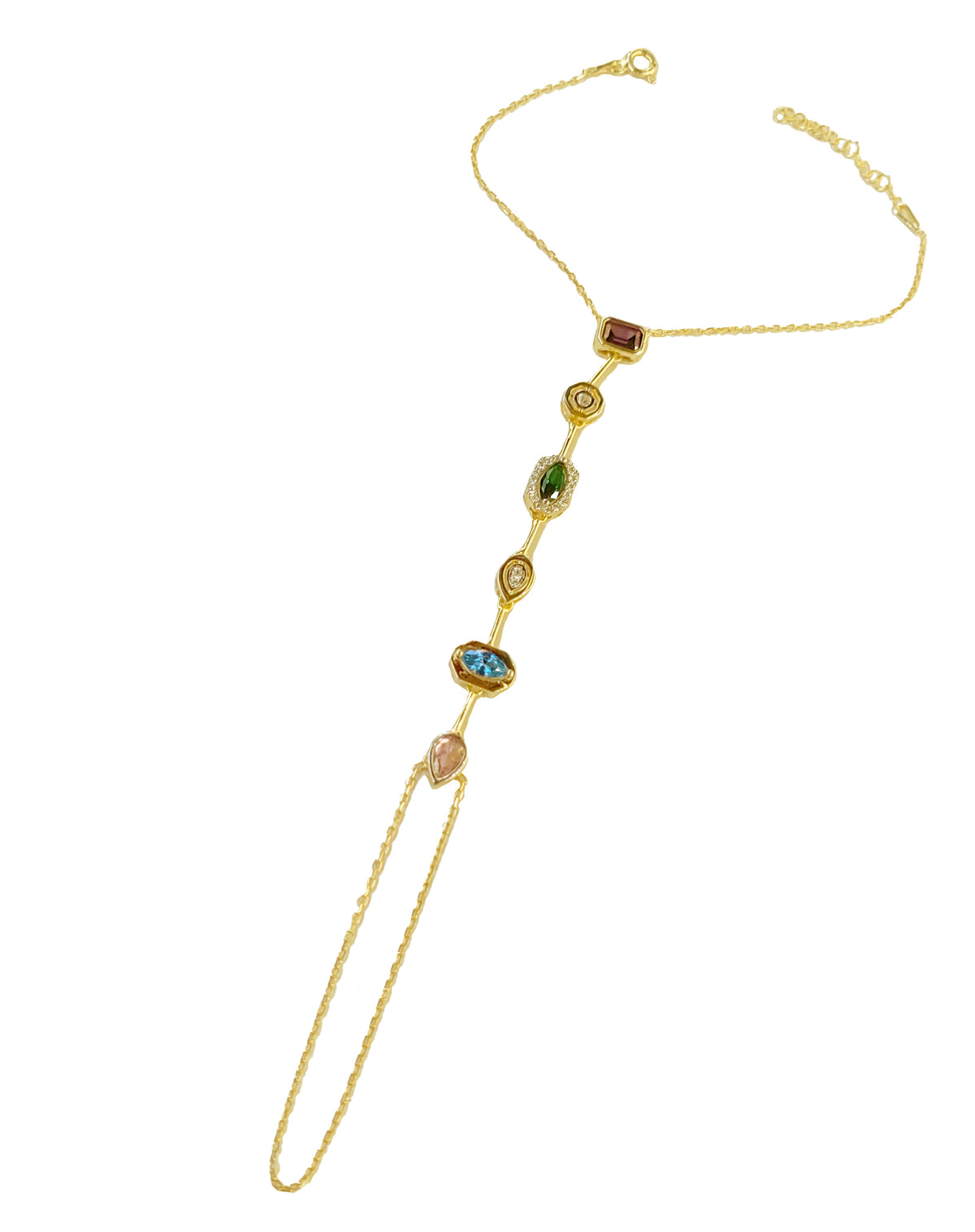 Handmade 925 Silver Hand Chain – Colorful CZ Stones, Elegant Women’s Accessory