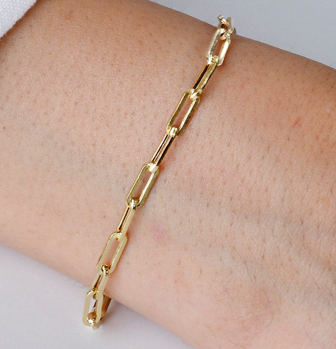 Solid Gold Paperclip Bracelet 2.8 mm – 14K Gold Chain for Everyday Elegance