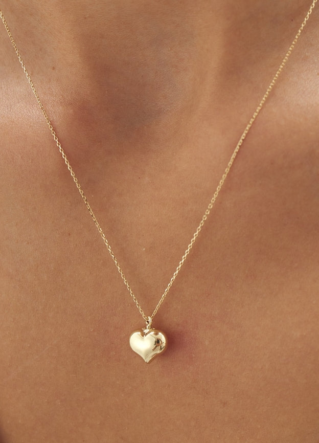 14K Solid Gold Cremation Necklace Heart Pendant
