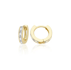 14K Solid Gold Baguette Hoop Earrings – Real Gold CZ Baguette Stone Huggie Hoops, Dainty Diamond Hoop Fine Jewelry, Luxury Gift for Her