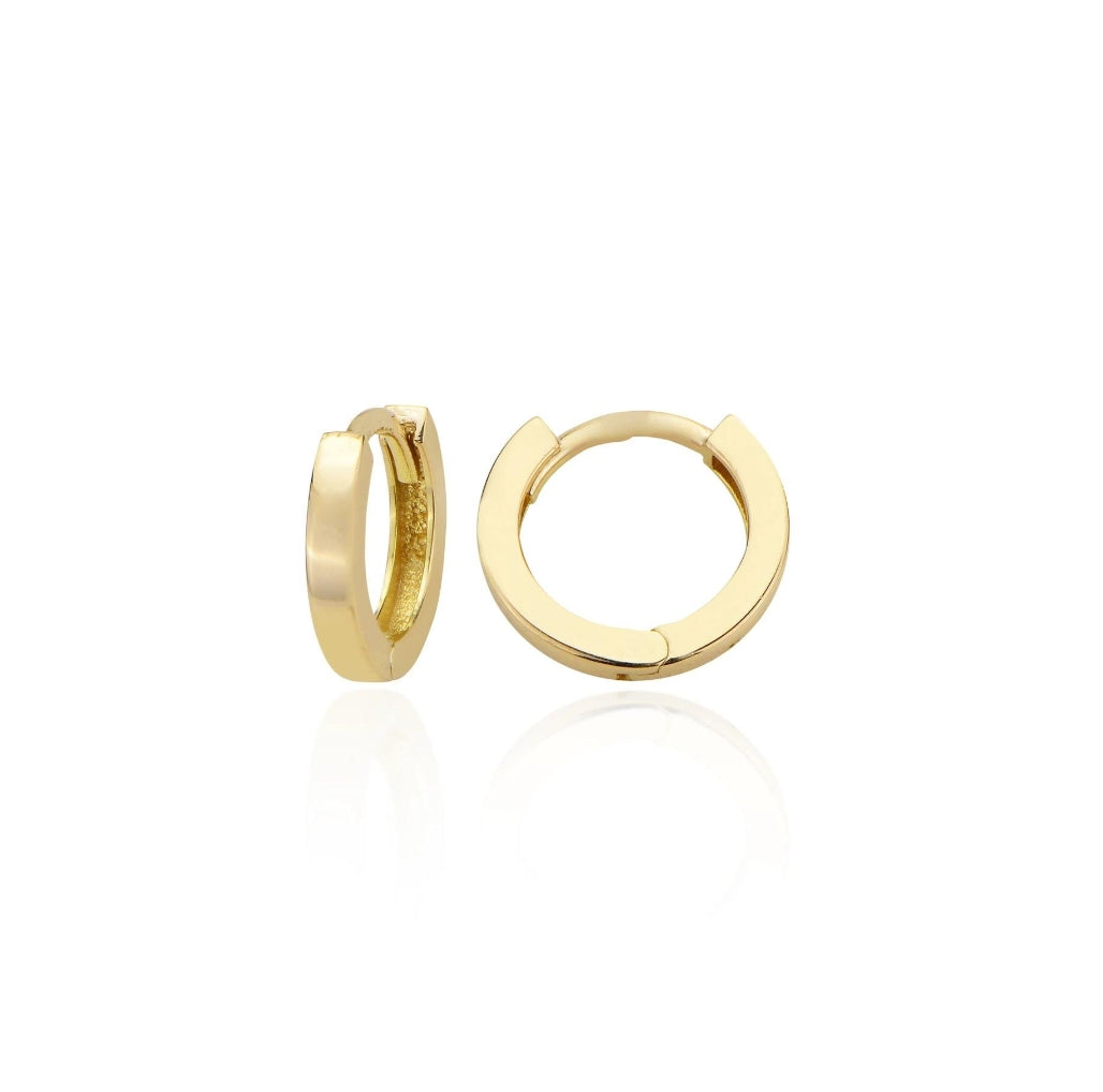14K Gold Sleek Plain Hoop Earrings – Solid Gold Huggie Hoops, Timeless Minimalist Fine Jewelry Gift