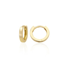 14K Gold Sleek Plain Hoop Earrings – Solid Gold Huggie Hoops, Timeless Minimalist Fine Jewelry Gift