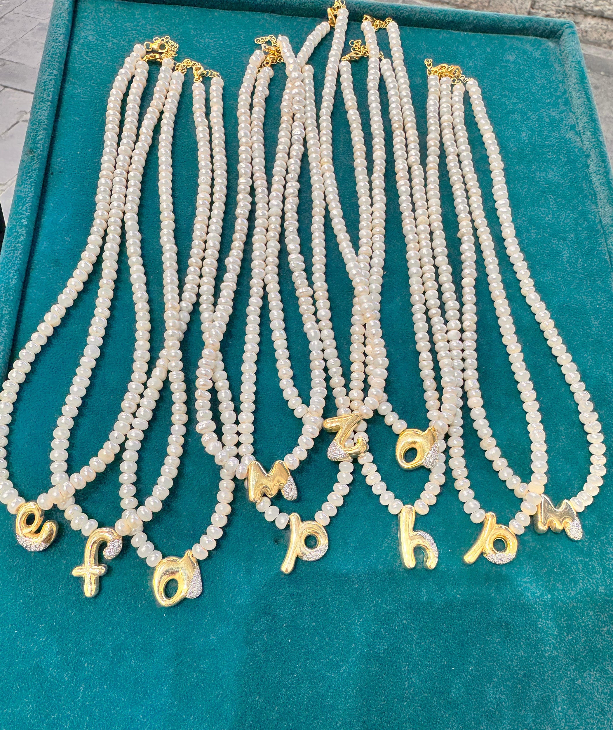 Personalized Pearl Initial Necklace - Dainty Gold Letter Monogram Jewelry - 925 sterling silver charm