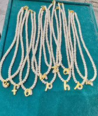 Personalized Pearl Initial Necklace - Dainty Gold Letter Monogram Jewelry - 925 sterling silver charm