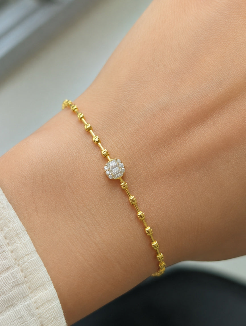 Delicate 925 Sterling Silver Bracelet with Cubic Zirconia | Handcrafted Gold Bracelet