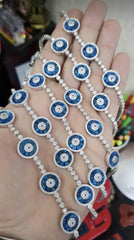 Sterling Silver Evil Eye Tennis Bracelet with 5 Glass Charms