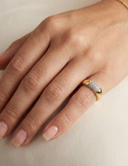 Gold Plated 925 Sterling Silver Pave CZ Signet Ring – Chunky Statement Ring for Women & Men, Luxury Minimalist Jewelry
