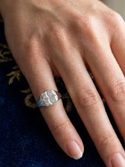 Four Squares, Infinite Elegance – Cubic Zirconia Set Geometric Signet Ring in 925 Silver, Unisex Architectural Fine Jewelry in Three Finishes