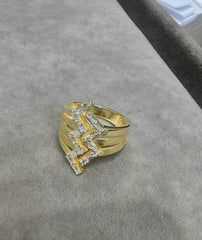 Gold Zig Zag Baguette Ring, 925 Sterling Silver Wide Band Ring, Geometric Chevron Cocktail Ring, Gold Vermeil Statement Ring, Unique Gift for Her