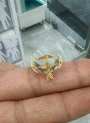 Two Tone Hummingbird CZ Ring – 925 Sterling Silver | Gold Plated | Pinky / Little Finger Ring