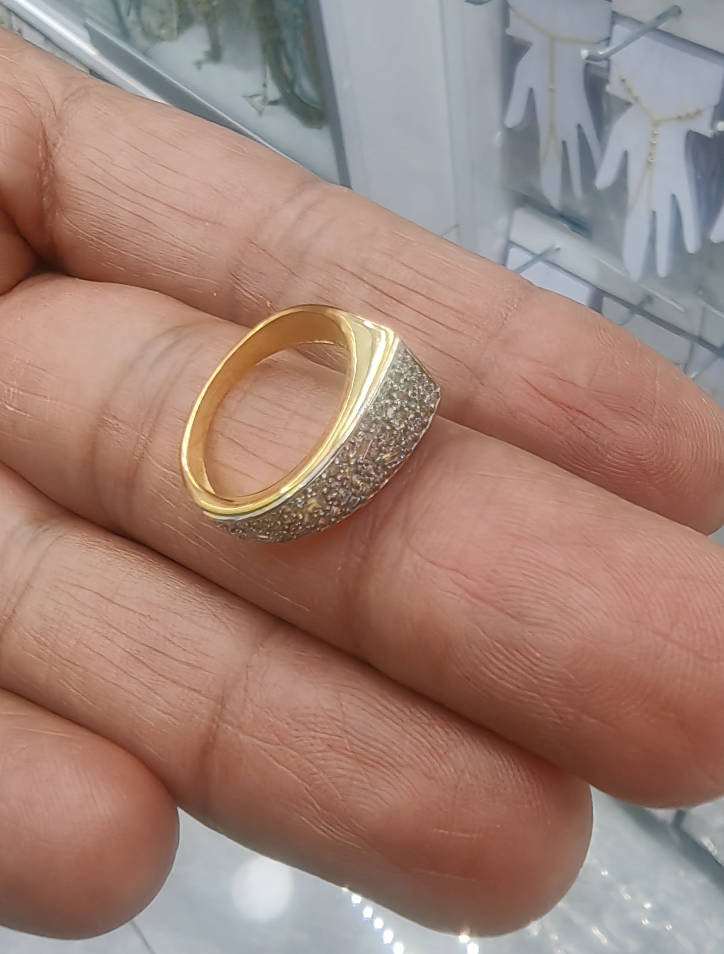 Half Iced, Half Gold – 925 Silver Full Pave CZ Saddle Pinky Ring in Yellow Gold, Rose Gold or Rhodium Finish