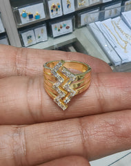 Gold Zig Zag Baguette Ring, 925 Sterling Silver Wide Band Ring, Geometric Chevron Cocktail Ring, Gold Vermeil Statement Ring, Unique Gift for Her