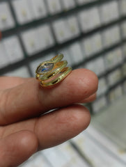 Gold Pinky Ring for Women, 925 Sterling Silver Snake Wrap Ring, Marquise CZ Eye Ring, Adjustable Coil Statement Ring, Unique Gift for Her