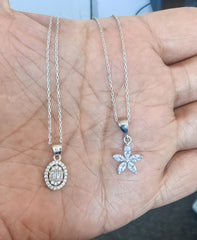 925 Sterling Silver Oval Cubic Zirconia Halo Pendant Necklace with Chain | Yellow Gold, Rose Gold & Rhodium Plated