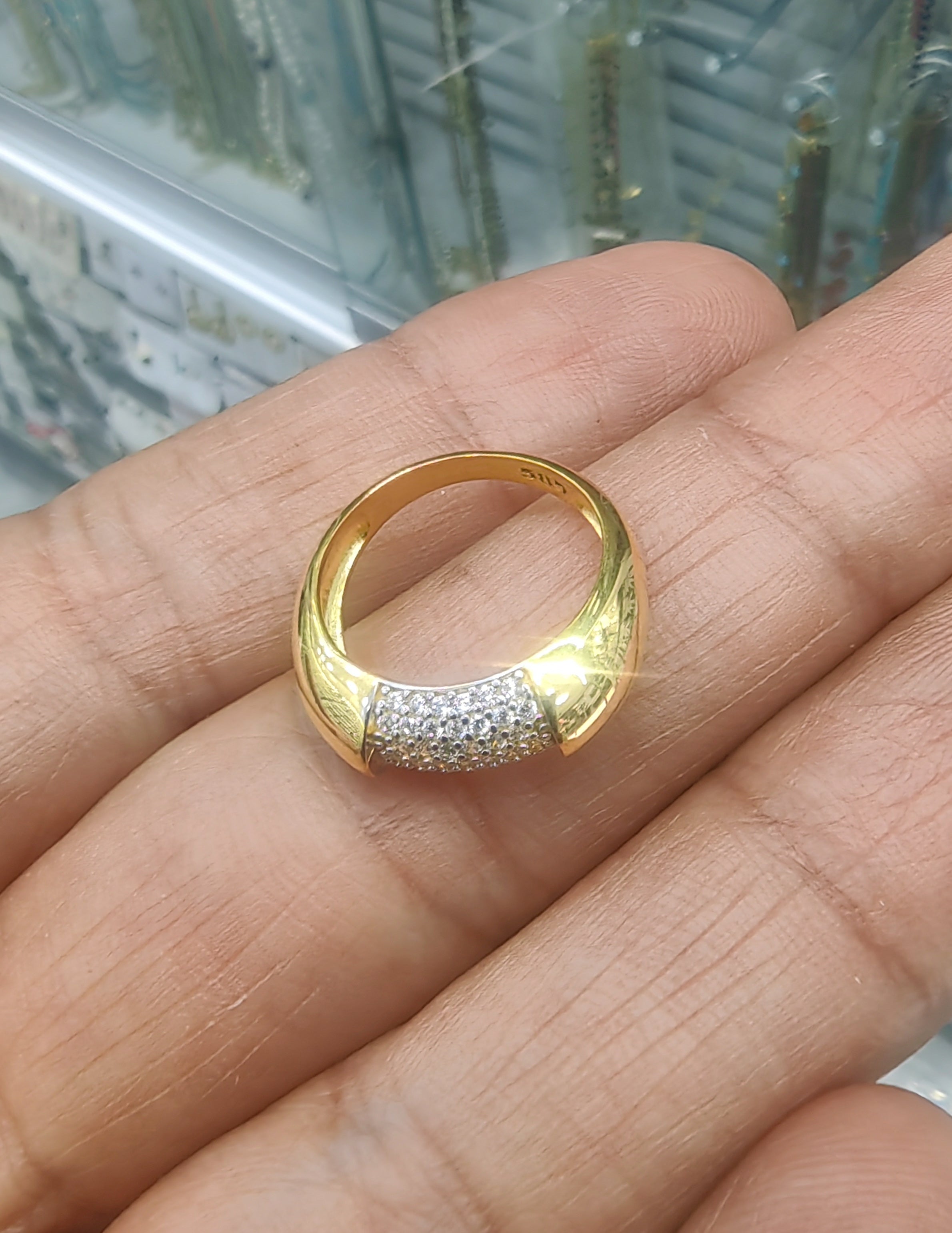 Gold Plated 925 Sterling Silver Pave CZ Signet Ring – Chunky Statement Ring for Women & Men, Luxury Minimalist Jewelry