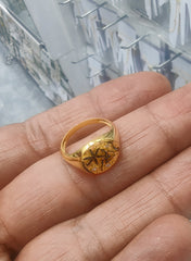 Handcrafted Gold Celestial Signet Ring - Vintage Style Engraved Star Ring