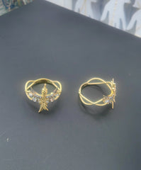 Two Tone Hummingbird CZ Ring – 925 Sterling Silver | Gold Plated | Pinky / Little Finger Ring