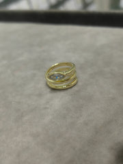 Gold Pinky Ring for Women, 925 Sterling Silver Snake Wrap Ring, Marquise CZ Eye Ring, Adjustable Coil Statement Ring, Unique Gift for Her