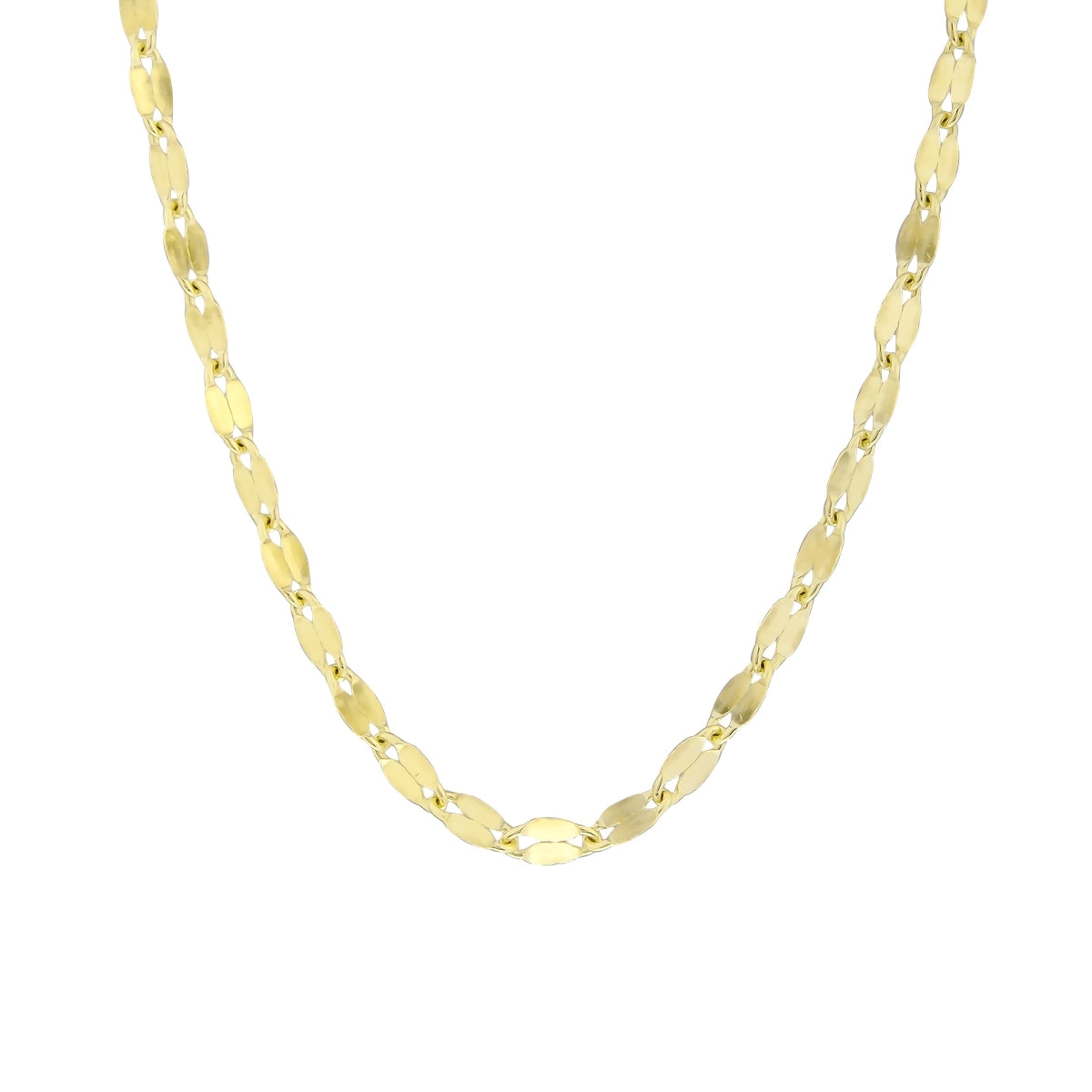 14K Solid Gold Crushed Forzentina Necklace, 585 Real Gold Chain for Men & Women, 1.80 mm Elegant Jewelry